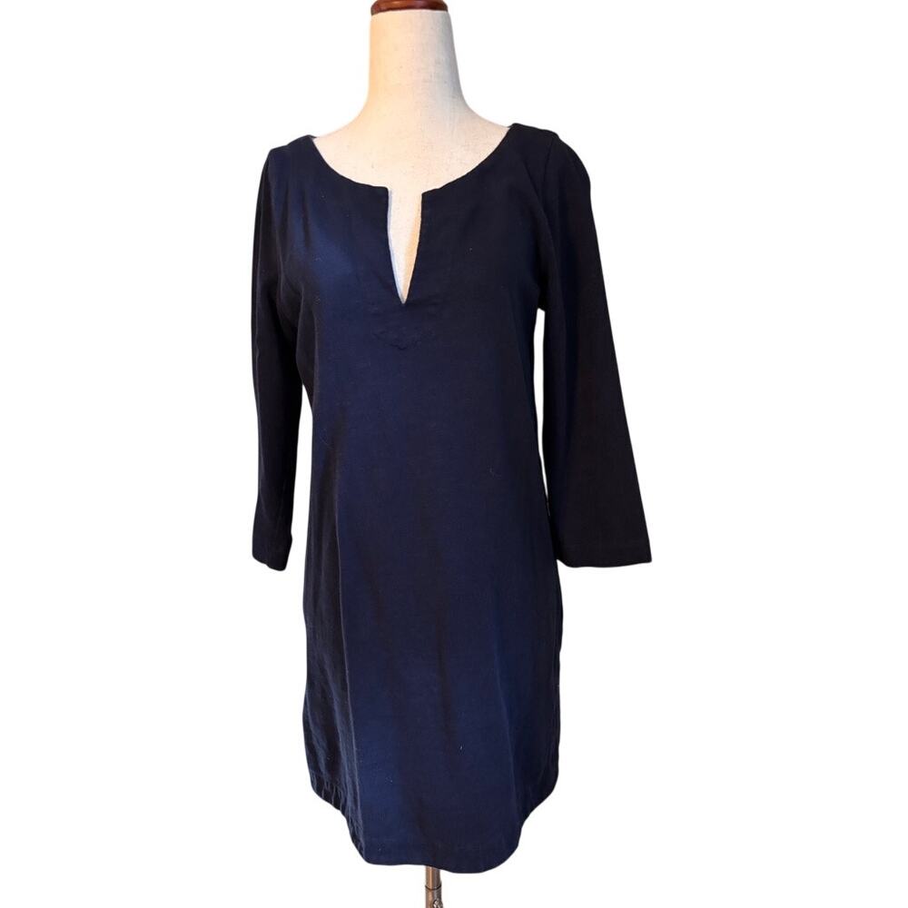 J.Crew Small Dark Navy Split Neck Shift Dress